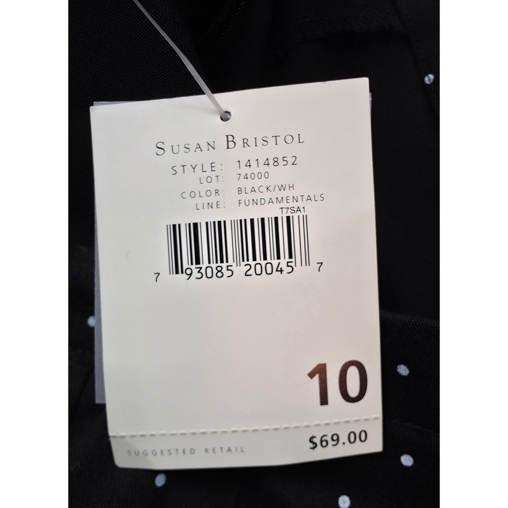 Susan Bristol Polka Dot Pants Women 10 Black White Side Zip New - Picture 4 of 11